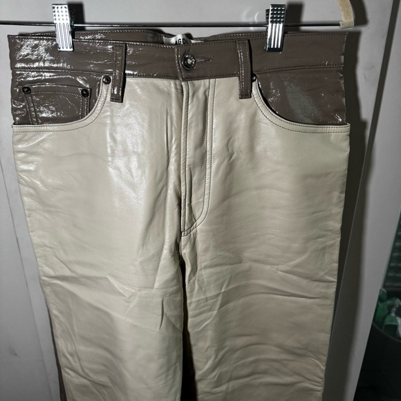 AGOLDE two tone panel leather straight leg pants - Picture 3 of 7